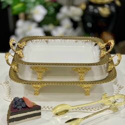 Serenity Ayaklı Beyaz Gold 2'li Sunum - Dekor Arya