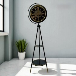 Siyah Tripod Ayaklı Sehpalı Çarklı Saat (132 cm) - Dekor Arya