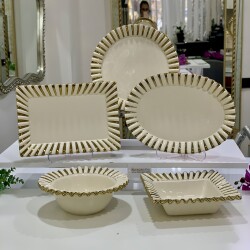 5 Li Seramik Servis Set Luna - Deco Vien 