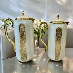 Alhambra İnci Beyaz Cam Hazneli Lüks Termos - Dekor Arya