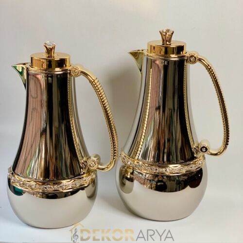 Diamante Taşlı Pearl Silver Lüks Termos – (Cam Hazneli) - 1