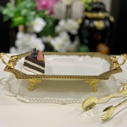 Serenity Ayaklı Sekizgen Beyaz Gold Sunum - Dekor Arya