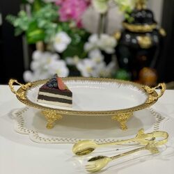 Serenity Ayaklı Oval Beyaz Gold Sunum - 3