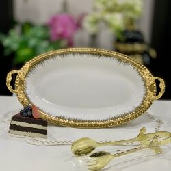 Serenity Ayaklı Oval Beyaz Gold Sunum - 2