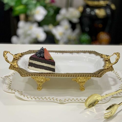 Serenity Ayaklı Sekizgen Beyaz Gold Sunumluk - 3