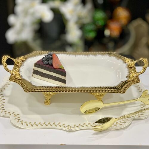 Serenity Ayaklı Sekizgen Beyaz Gold Sunumluk - 1