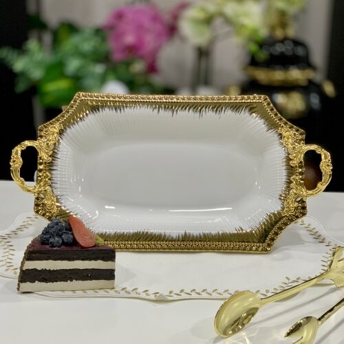 Serenity Ayaklı Sekizgen Beyaz Gold Sunumluk - 2