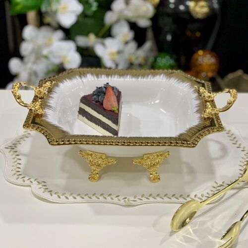 Serenity Ayaklı Sekizgen Derin Beyaz Gold Sunum - 3