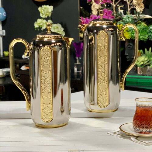 Lüks Termos 2'li Set Gümüş Gold - 1