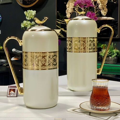 Lüks Termos 2'li Set Yassı İnci Beyaz Gold - 2