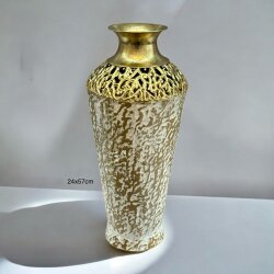 Arterra Altın – Alüminyum Dekoratif Vazo (24x57 cm) - Dekor Arya