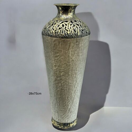 Arterra Grande Gümüş – Alüminyum Dekoratif Vazo (28x75 cm) - 1