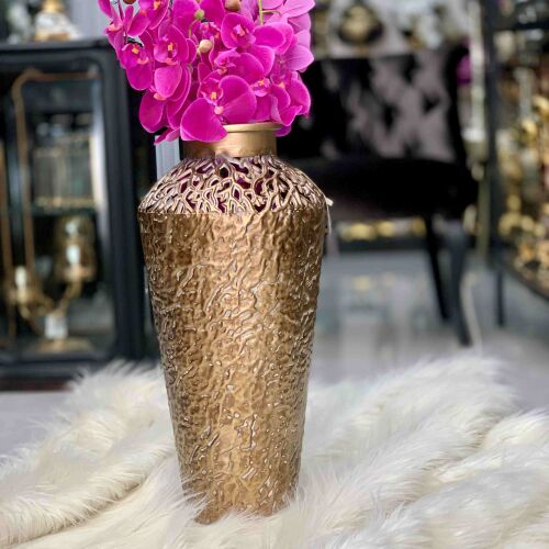 Dal Desenli Metal Vazo Gold 22*53 Cm - 2