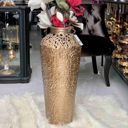 Dal Desenli Metal Vazo Gold 26*65 Cm - 1