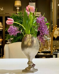 Gümüş Renk Kadeh Şeklınde Küçük Boy Vazo - Lamedore