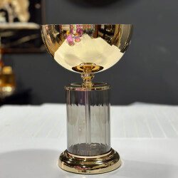 Vazo Cam Göbek Füme Gold - 