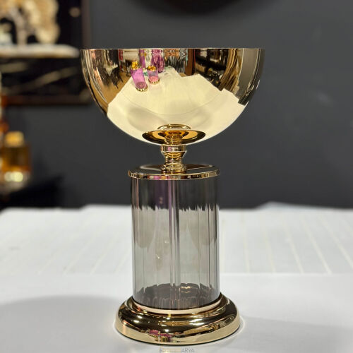 Vazo Cam Göbek Füme Gold - 1