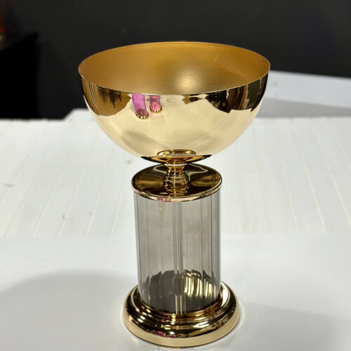 Vazo Cam Göbek Füme Gold - 2