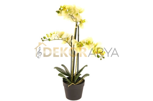 Yeşil 3lü Yapay Orkide 65cm - 1